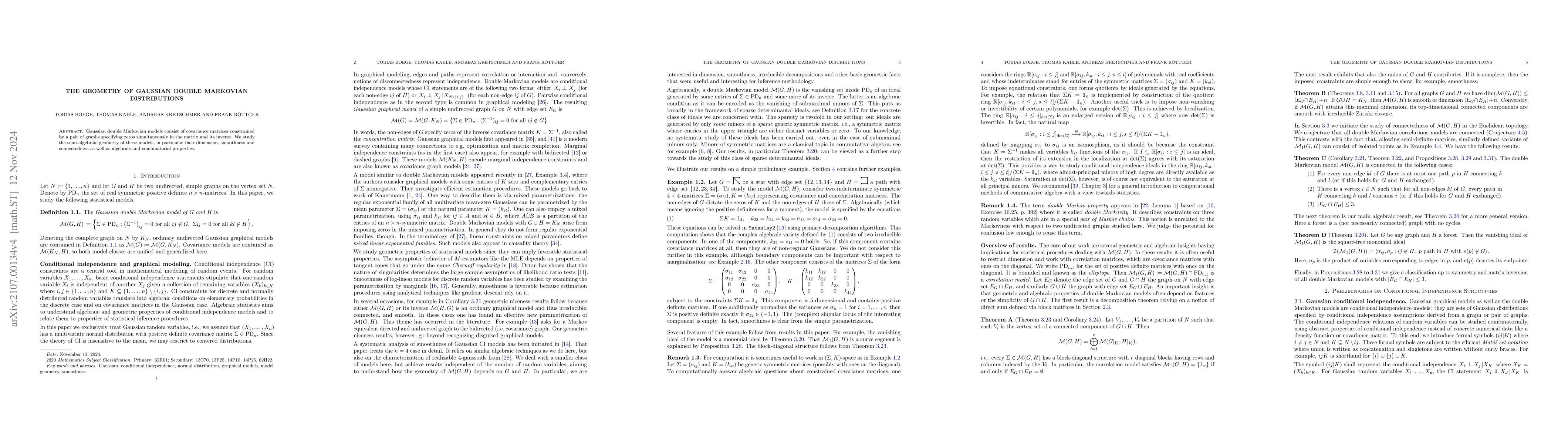 Thumbnail for The geometry of Gaussian double Markovian distributions