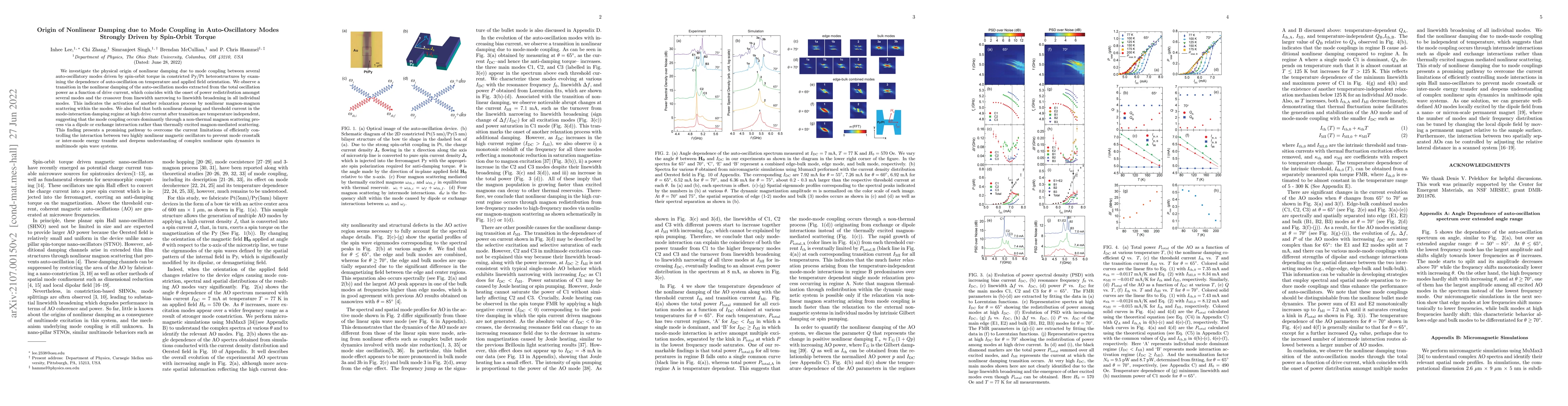 Thumbnail for Origin of Nonlinear Damping due to Mode Coupling in Auto-Oscillatory
  Modes Strongly Driven by Spin-Orbit Torque