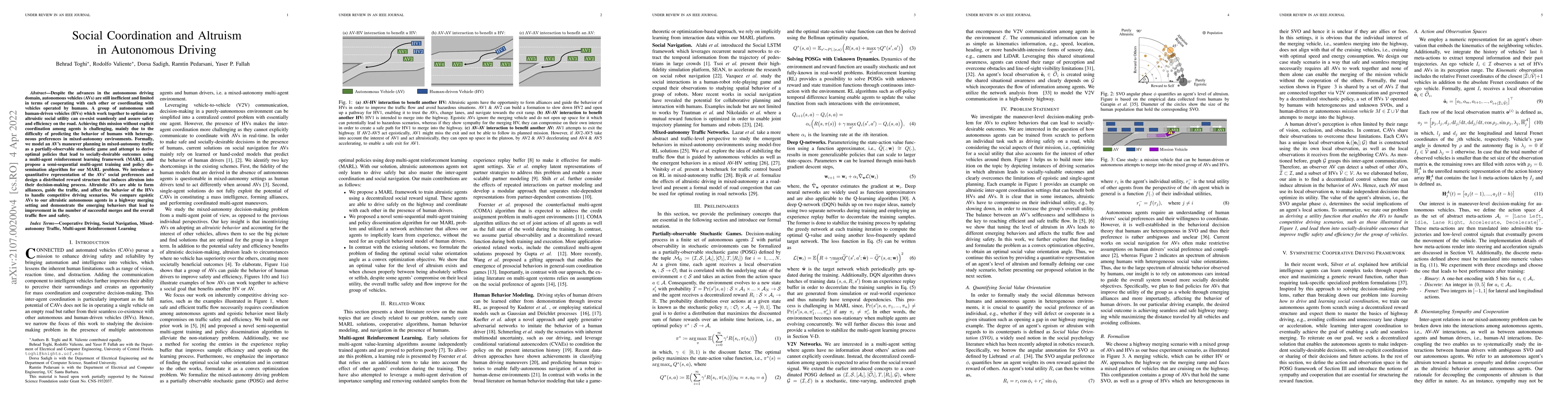 Thumbnail for Social Coordination and Altruism in Autonomous Driving