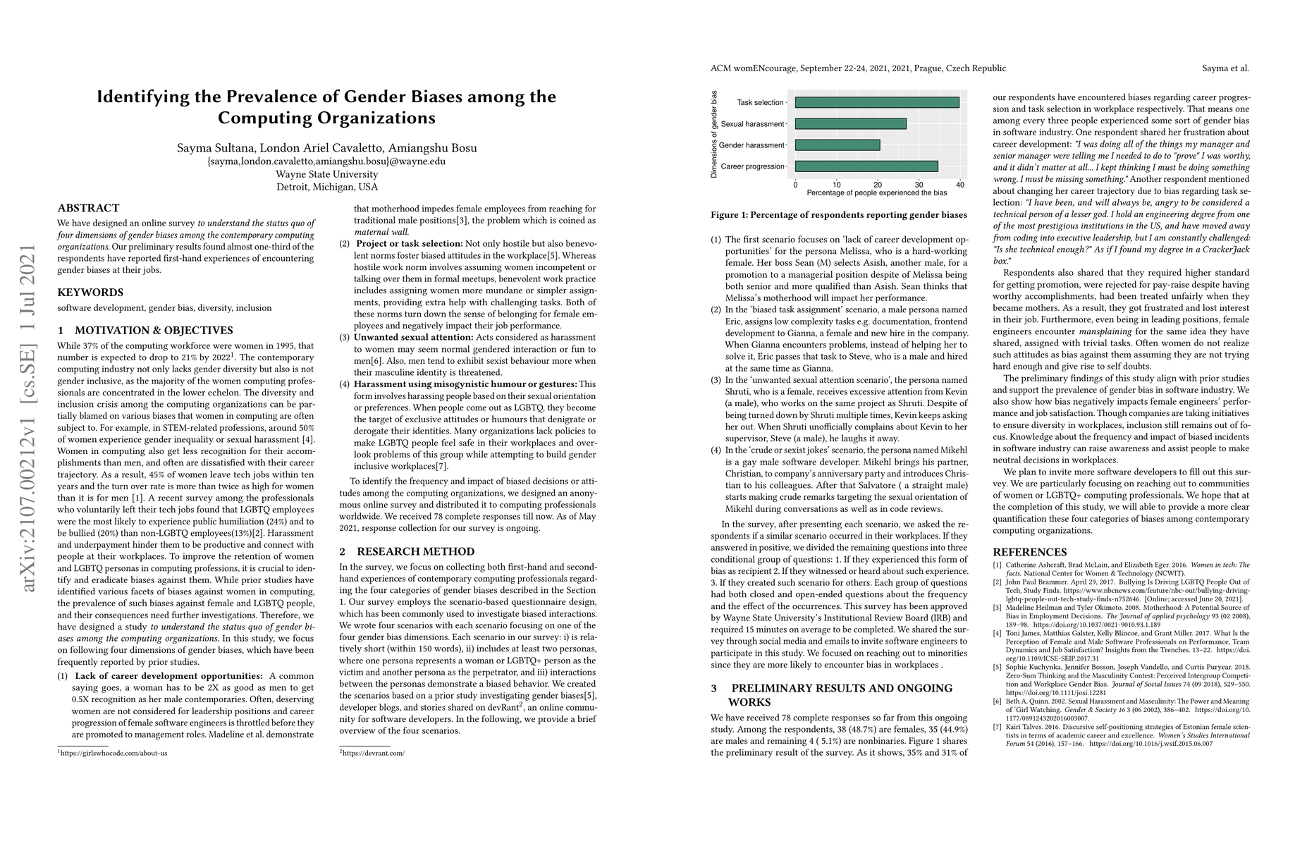 Thumbnail for Identifying the Prevalence of Gender Biases among the Computing
  Organizations