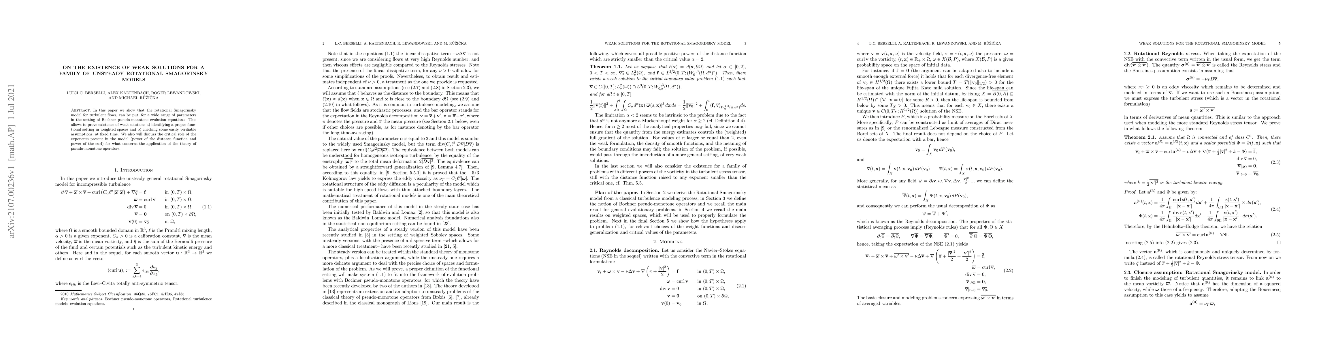 Thumbnail for On the existence of weak solutions for a family of unsteady rotational
  Smagorinsky models