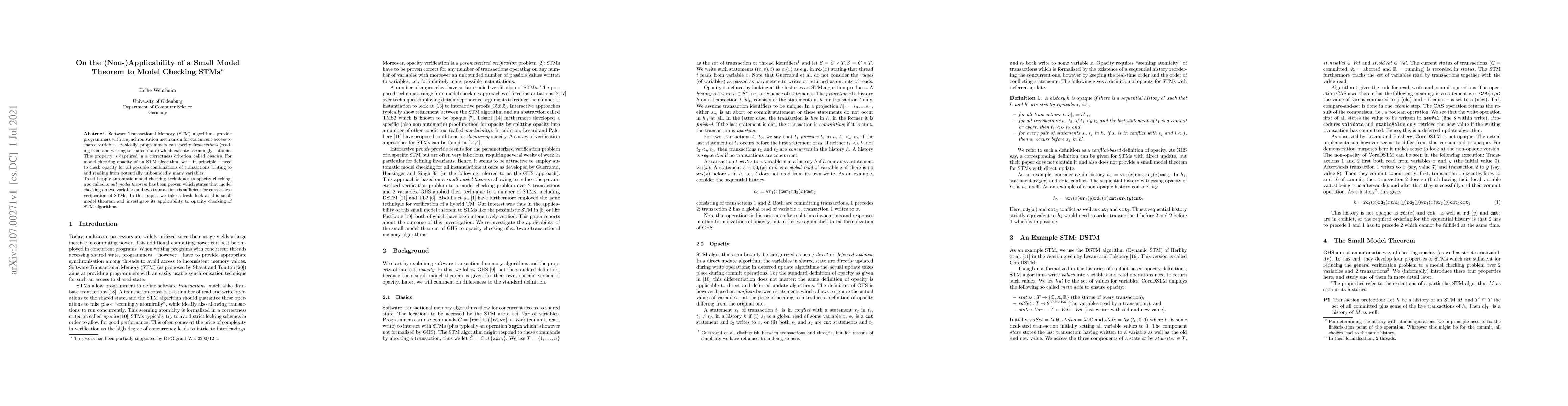 Thumbnail for On the (Non-)Applicability of a Small Model Theorem to Model Checking
  STMs