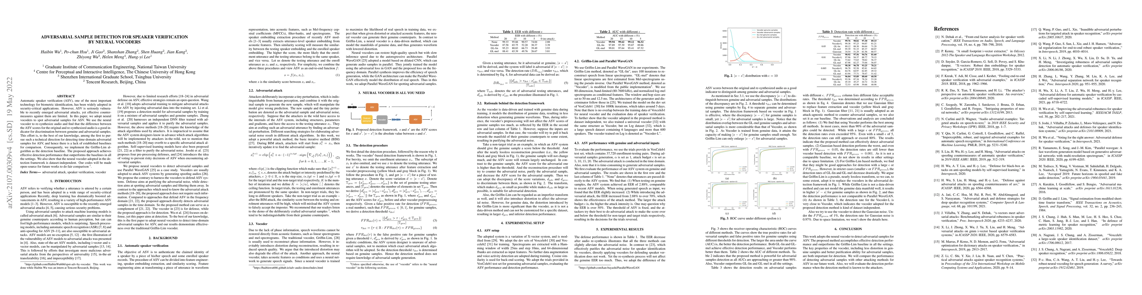 Thumbnail for Adversarial Sample Detection for Speaker Verification by Neural Vocoders