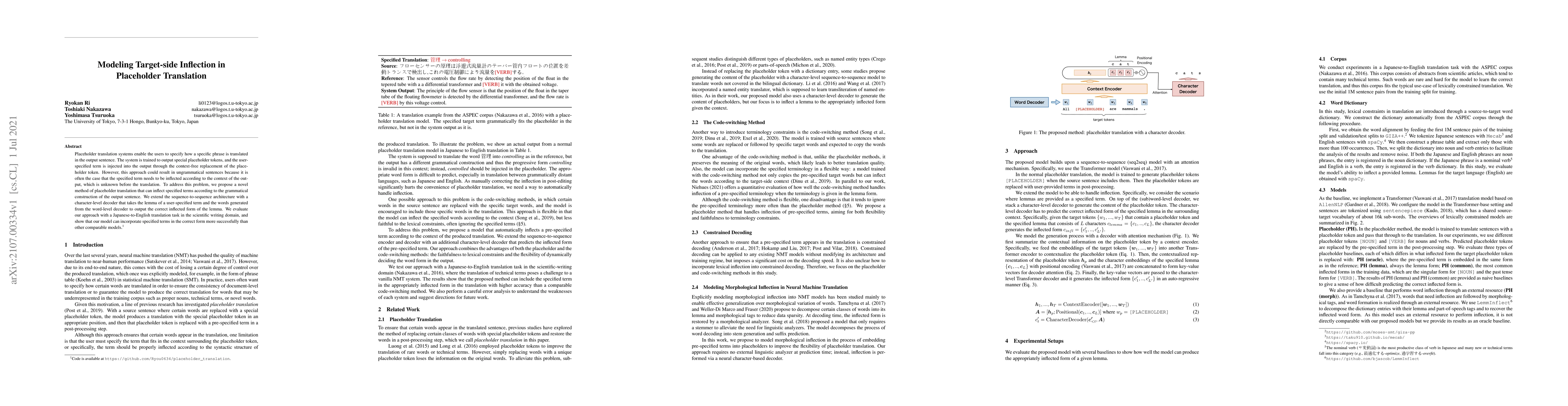 Thumbnail for Modeling Target-side Inflection in Placeholder Translation