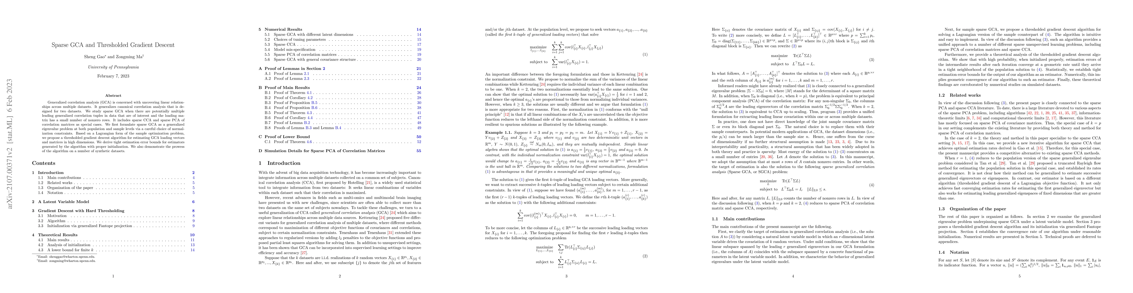 Thumbnail for Sparse GCA and Thresholded Gradient Descent