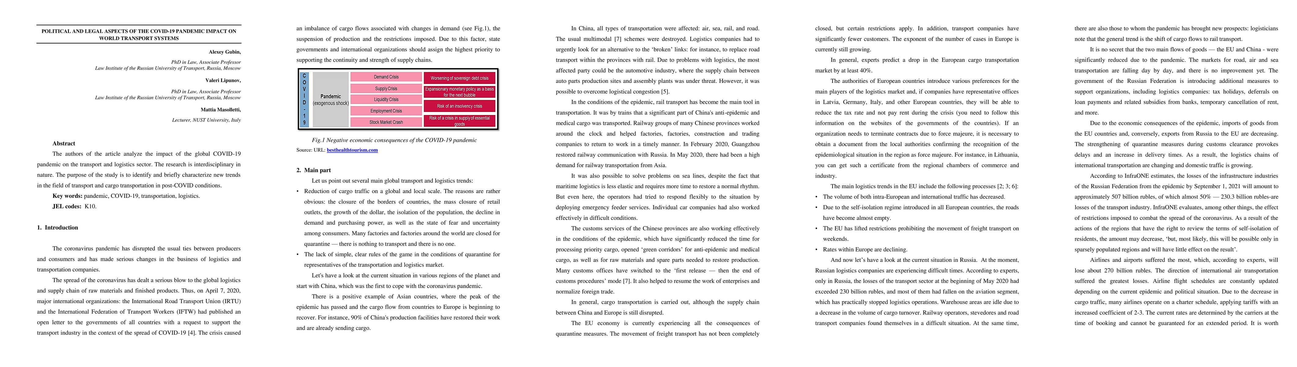 Thumbnail for Political and legal aspects of the COVID-19 pandemic impact on world
  transport systems