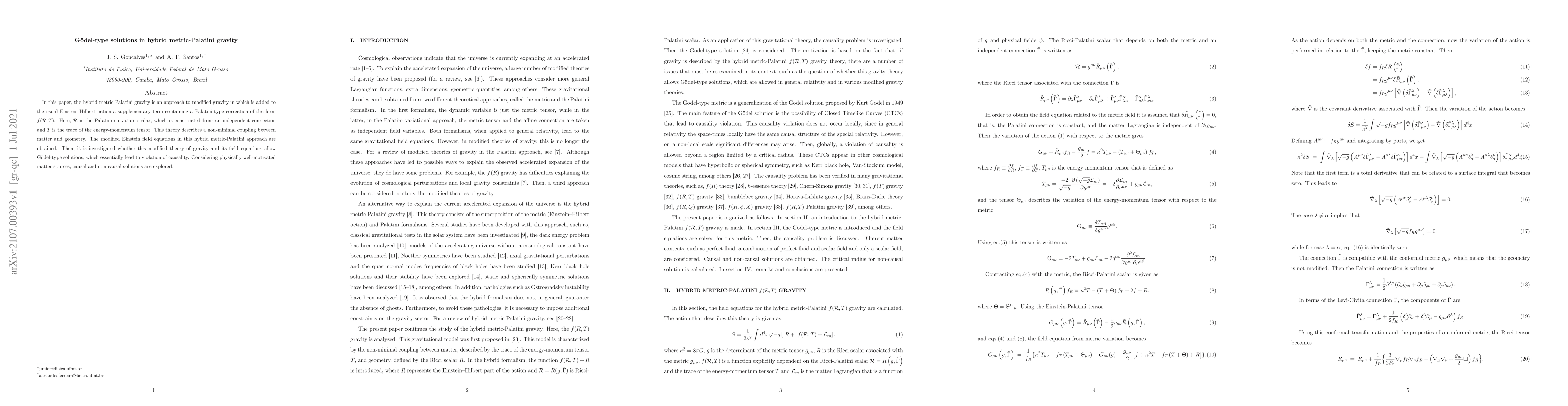 Thumbnail for G\"{o}del-type solutions in hybrid metric-Palatini gravity