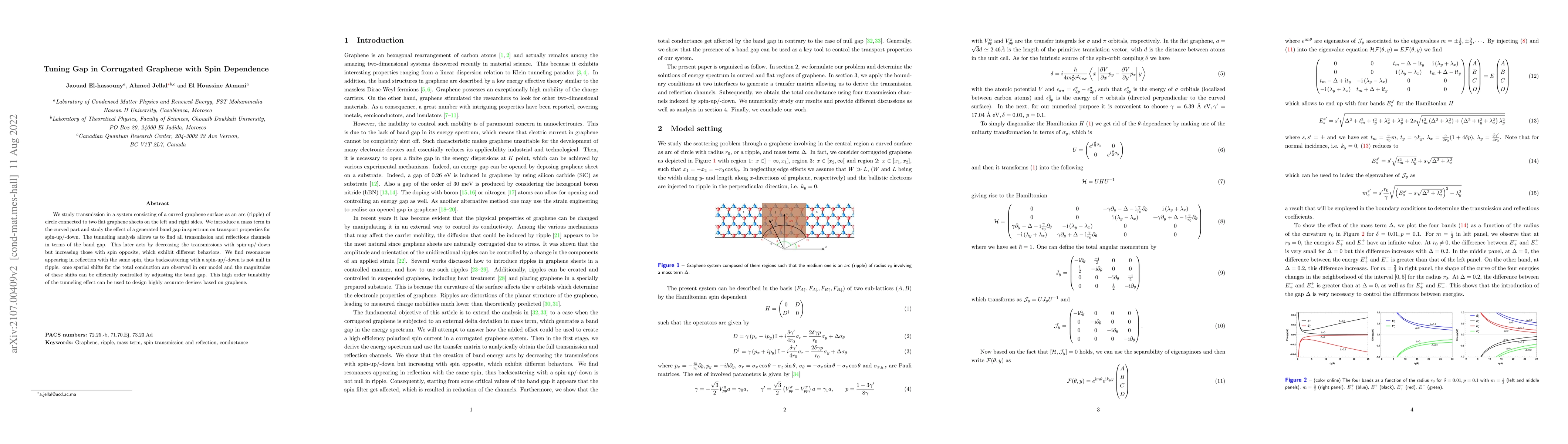 Thumbnail for Tuning Gap in Corrugated Graphene with Spin Dependence