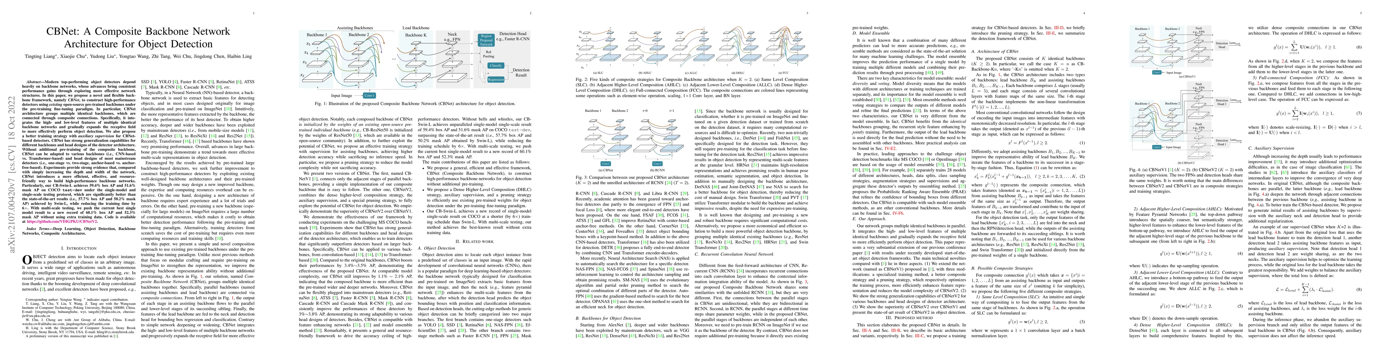 Thumbnail for CBNet: A Composite Backbone Network Architecture for Object Detection
