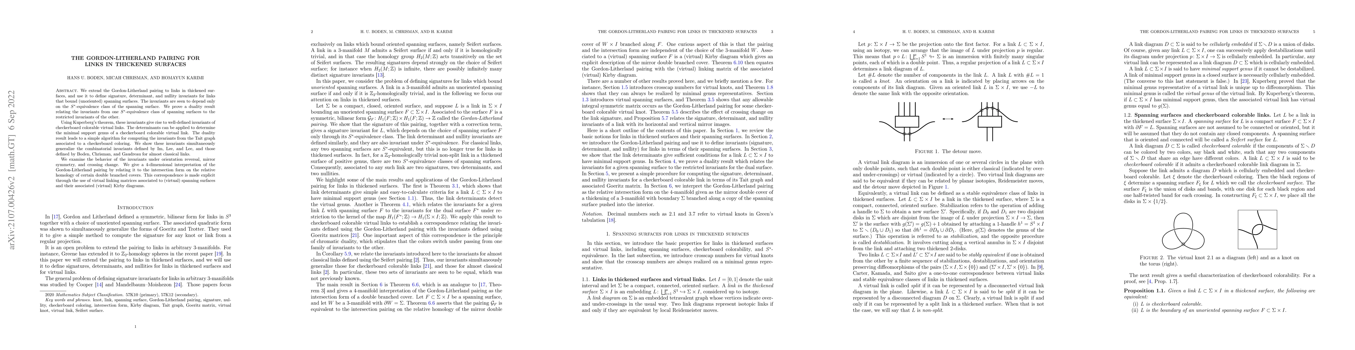 Thumbnail for The Gordon-Litherland pairing for links in thickened surfaces