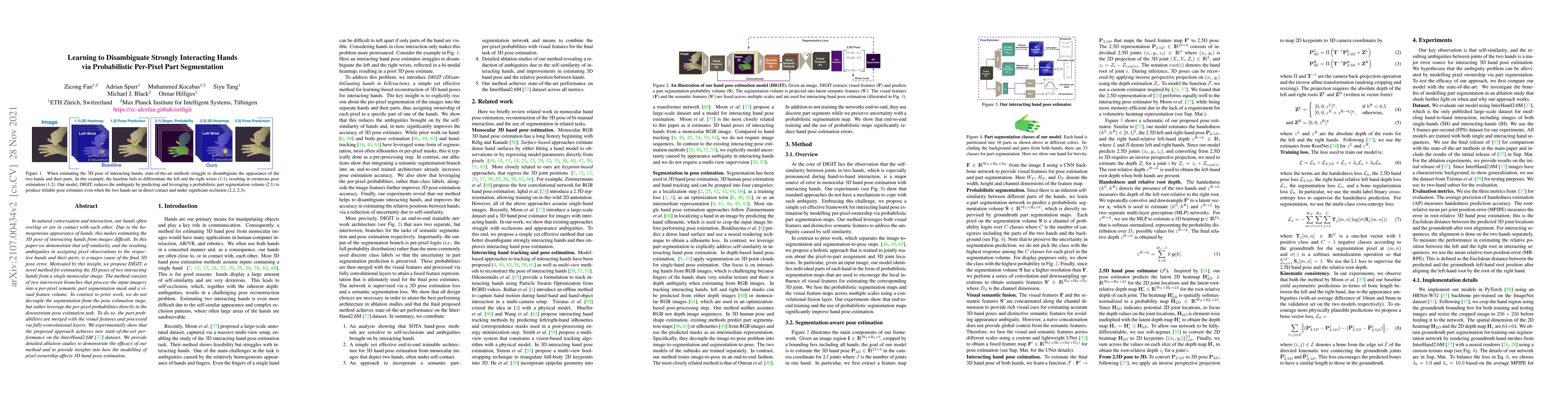Thumbnail for Learning to Disambiguate Strongly Interacting Hands via Probabilistic
  Per-pixel Part Segmentation