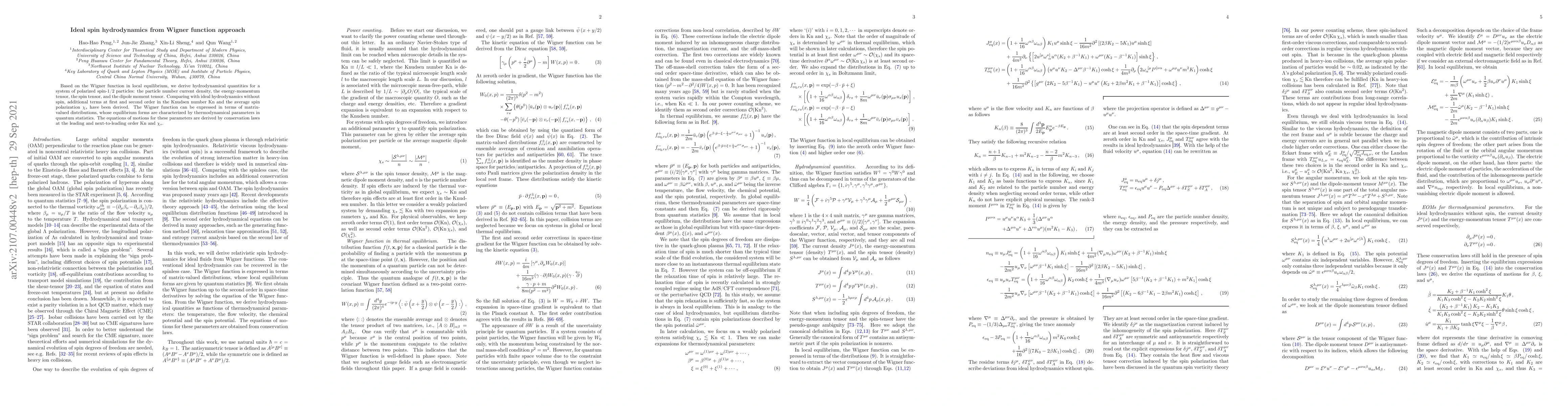 Thumbnail for Ideal spin hydrodynamics from Wigner function approach