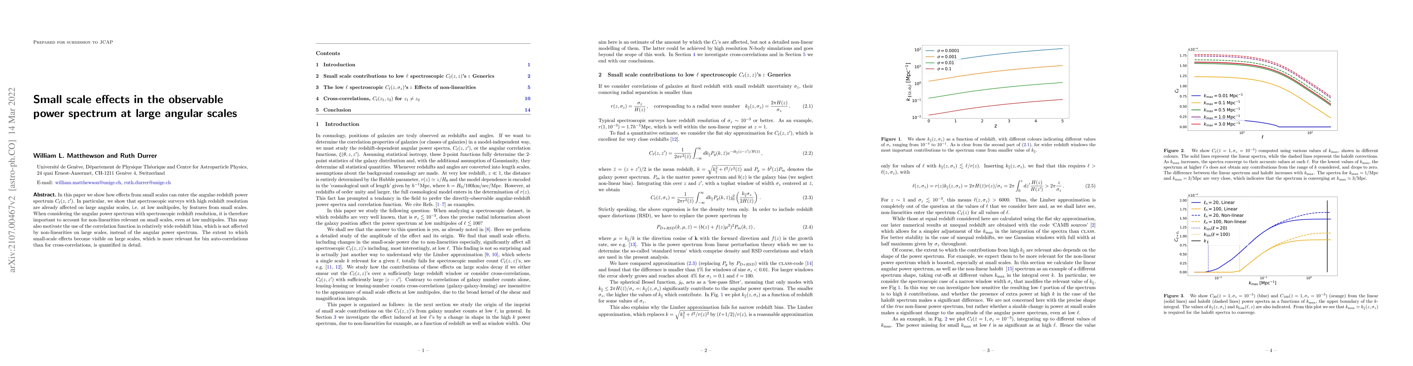 Thumbnail for Small scale effects in the observable power spectrum at large angular
  scales