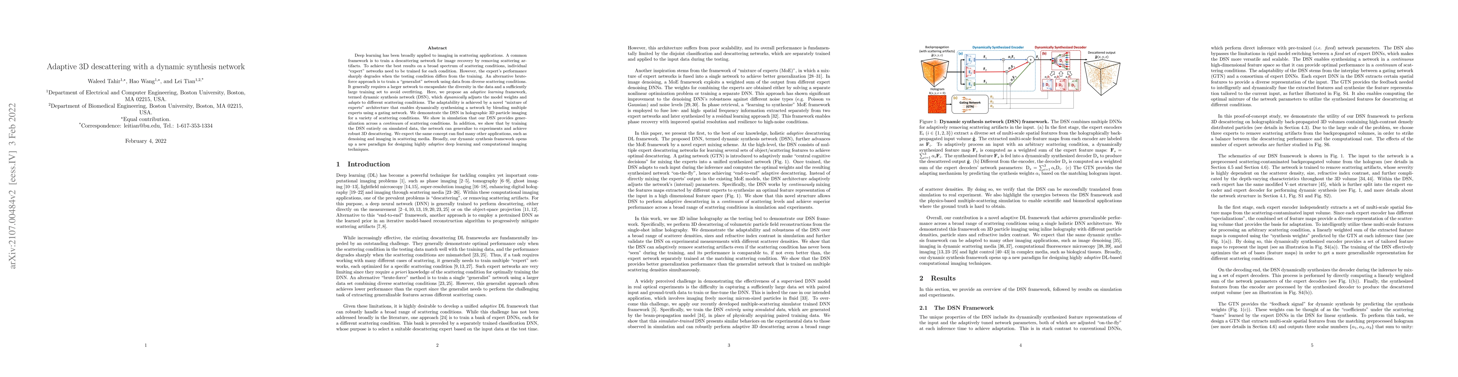 Thumbnail for Adaptive 3D descattering with a dynamic synthesis network