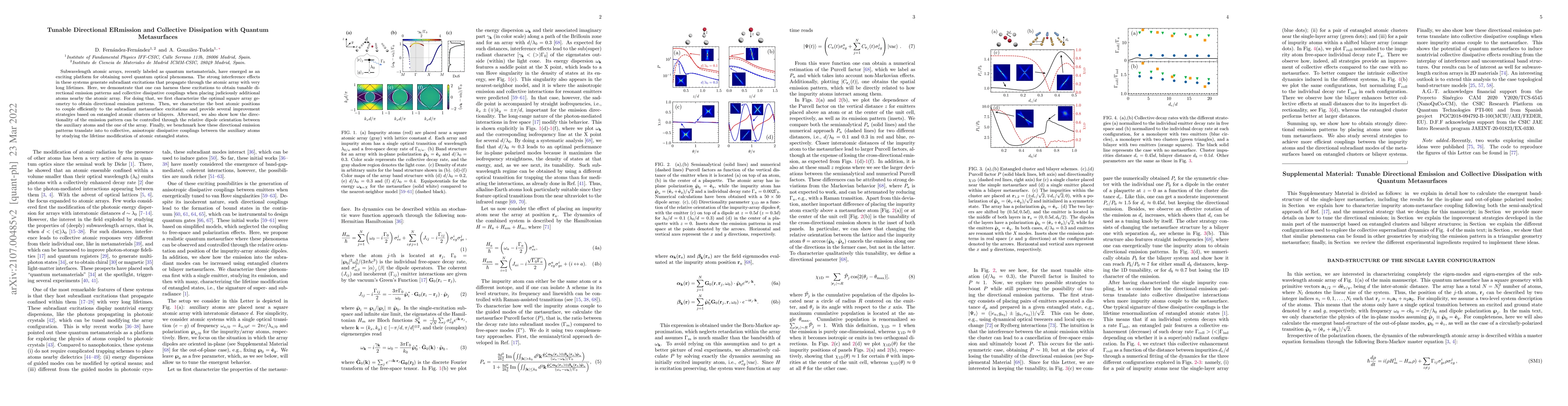 Thumbnail for Tunable directional emission and collective dissipation with quantum
  metasurfaces