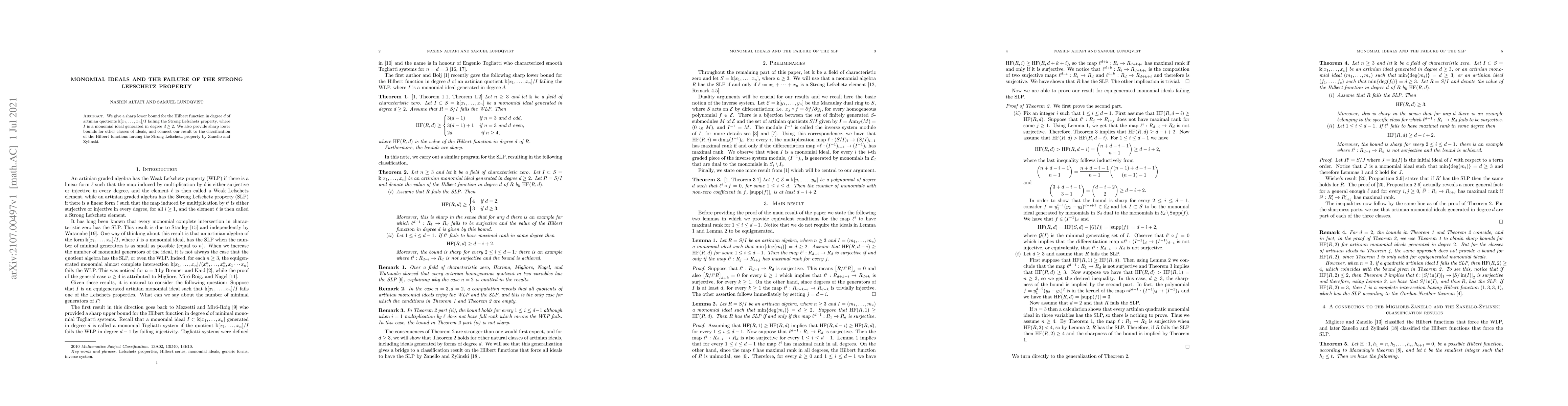 Thumbnail for Monomial ideals and the failure of the Strong Lefschetz property