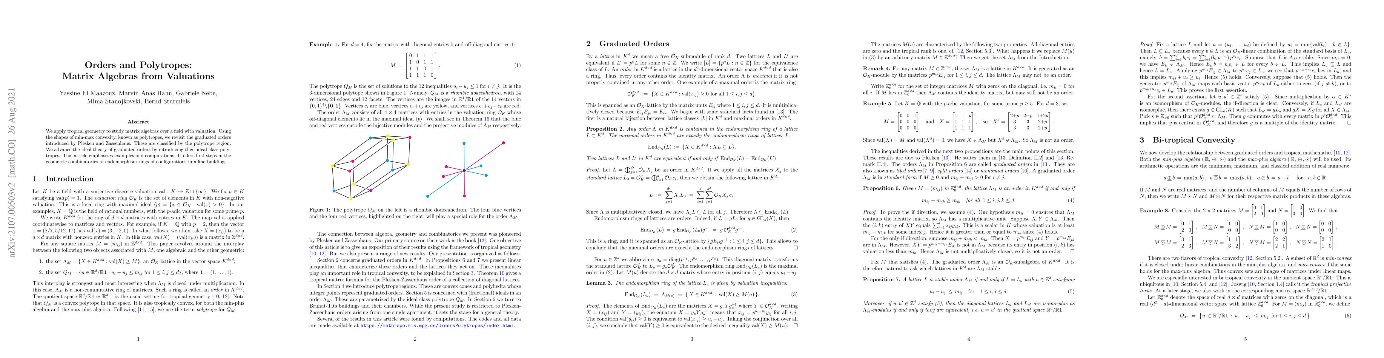 Thumbnail for Orders and Polytropes: Matrix Algebras from Valuations
