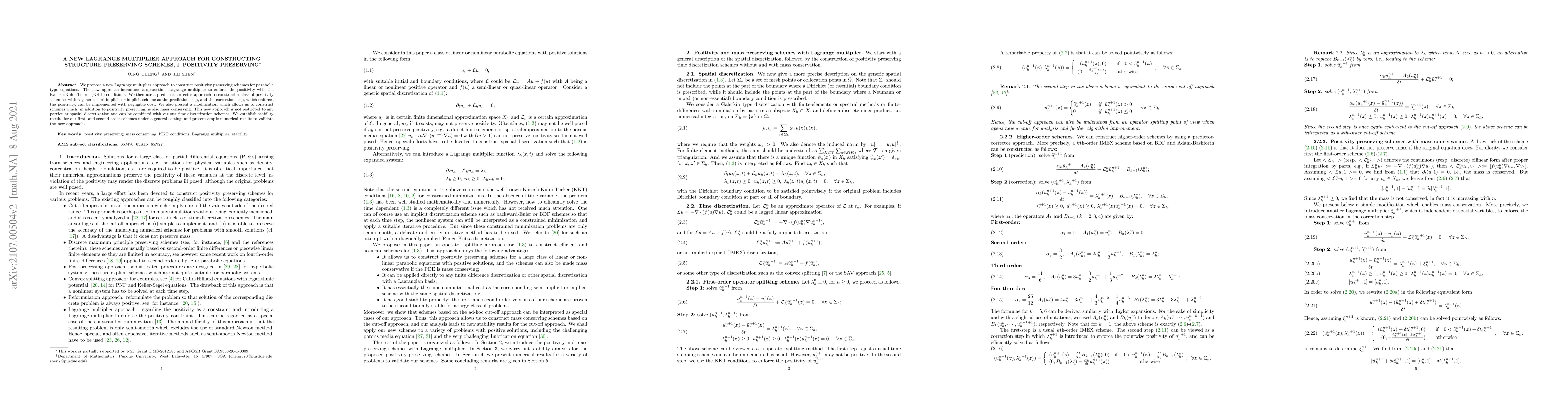 Thumbnail for A new Lagrange multiplier approach for constructing structure preserving
  schemes, I. positivity preserving