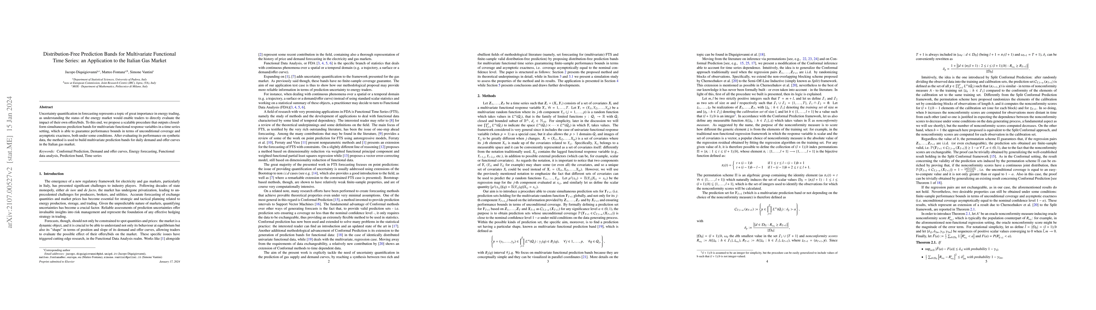 Thumbnail for Distribution-Free Prediction Bands for Multivariate Functional Time
  Series: an Application to the Italian Gas Market