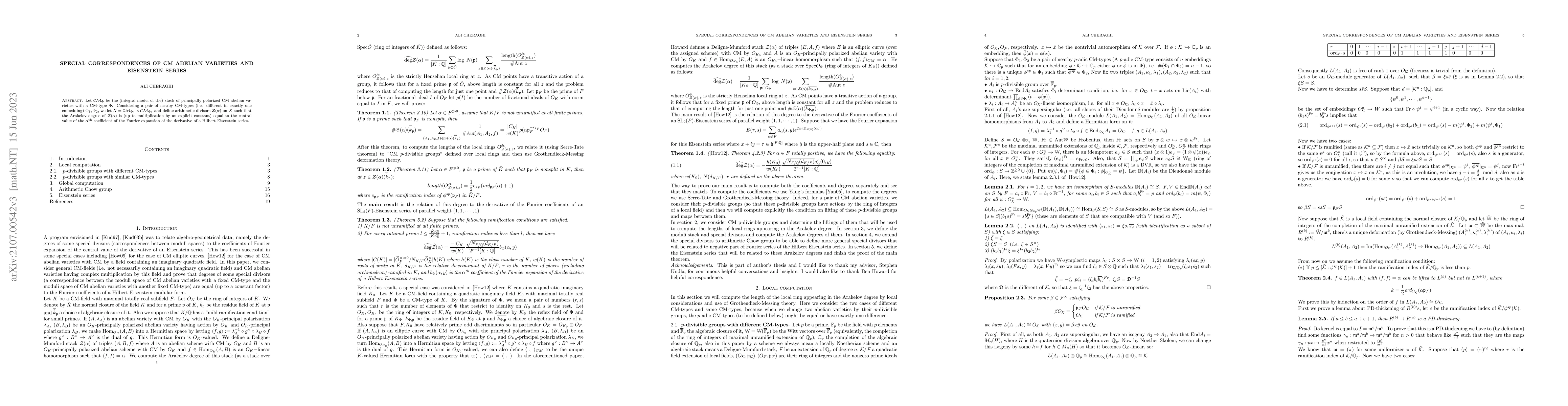 Thumbnail for Special Correspondences of CM Abelian Varieties and Eisenstein Series