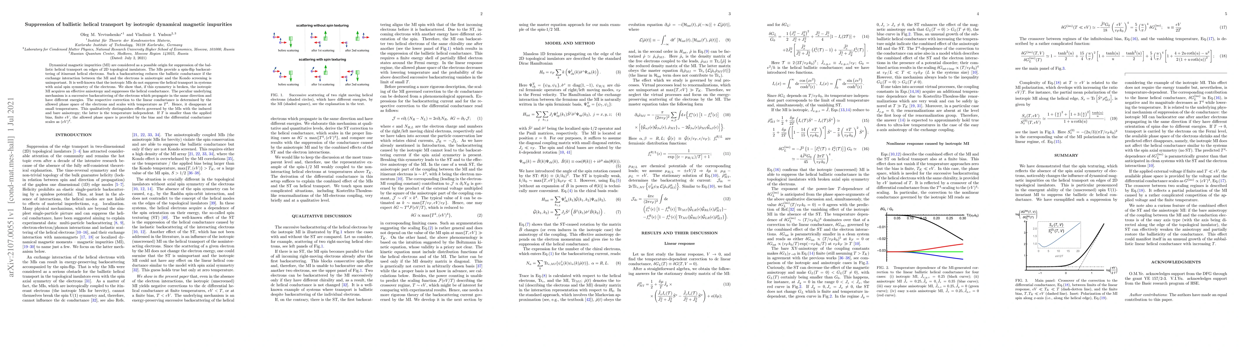 Thumbnail for Suppression of ballistic helical transport by isotropic dynamical
  magnetic impurities
