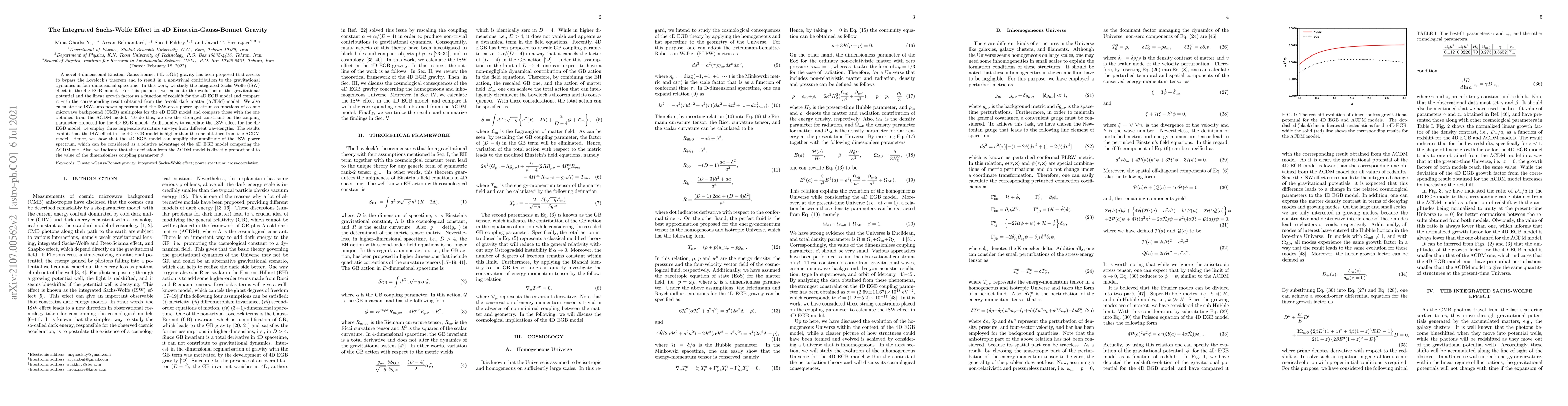 Thumbnail for The Integrated Sachs-Wolfe Effect in 4D Einstein-Gauss-Bonnet Gravity