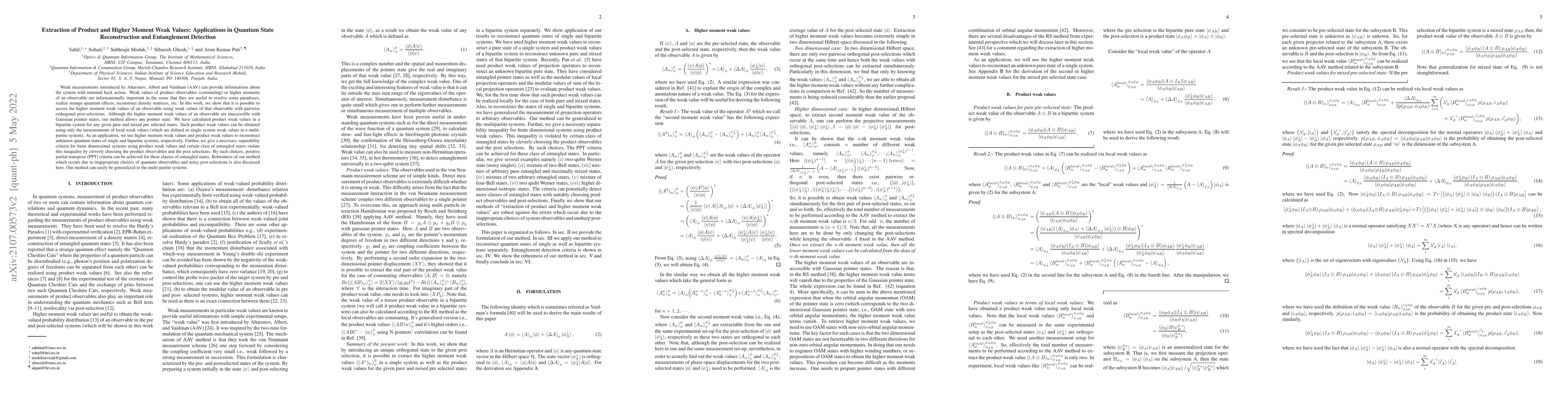 Thumbnail for Extraction of Product and Higher Moment Weak Values: Applications in
  Quantum State Reconstruction and Entanglement Detection