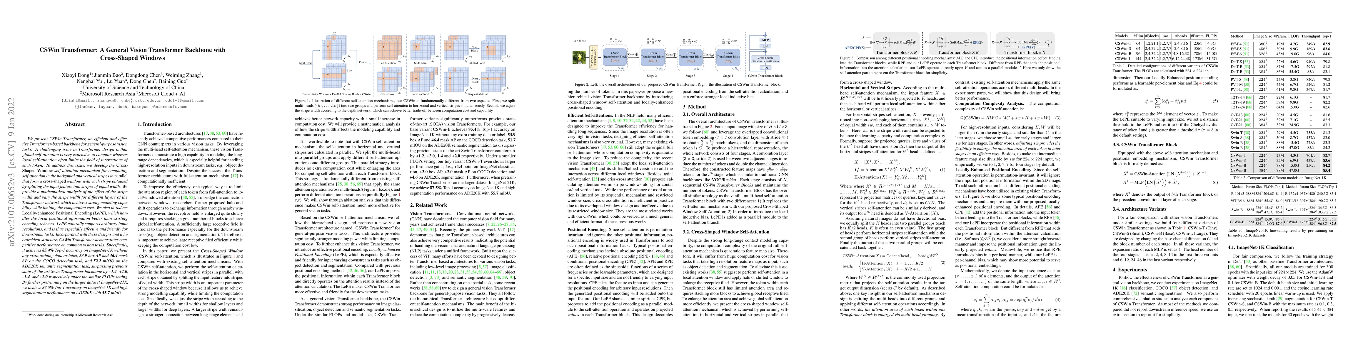Thumbnail for CSWin Transformer: A General Vision Transformer Backbone with
  Cross-Shaped Windows