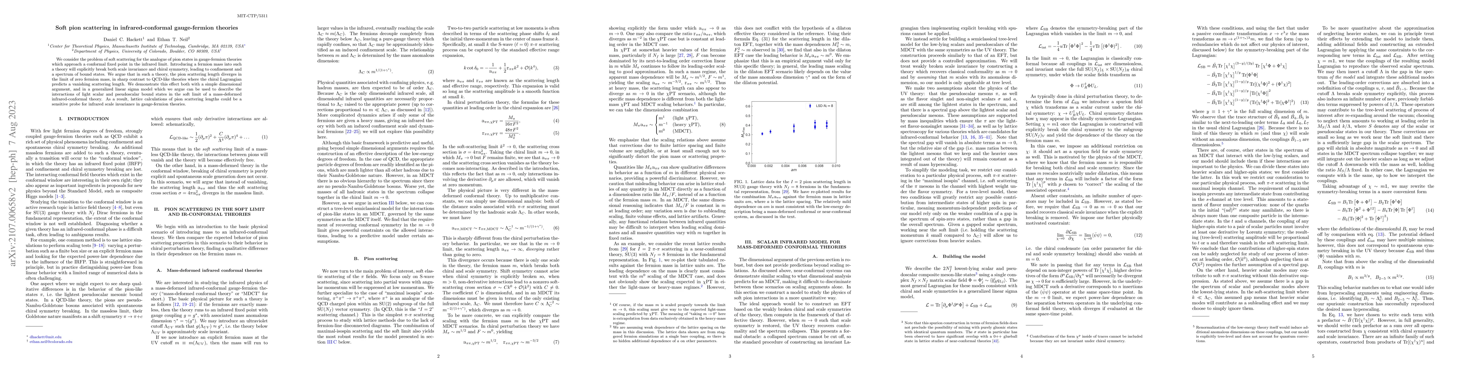 Thumbnail for Soft pion scattering in infrared-conformal gauge-fermion theories