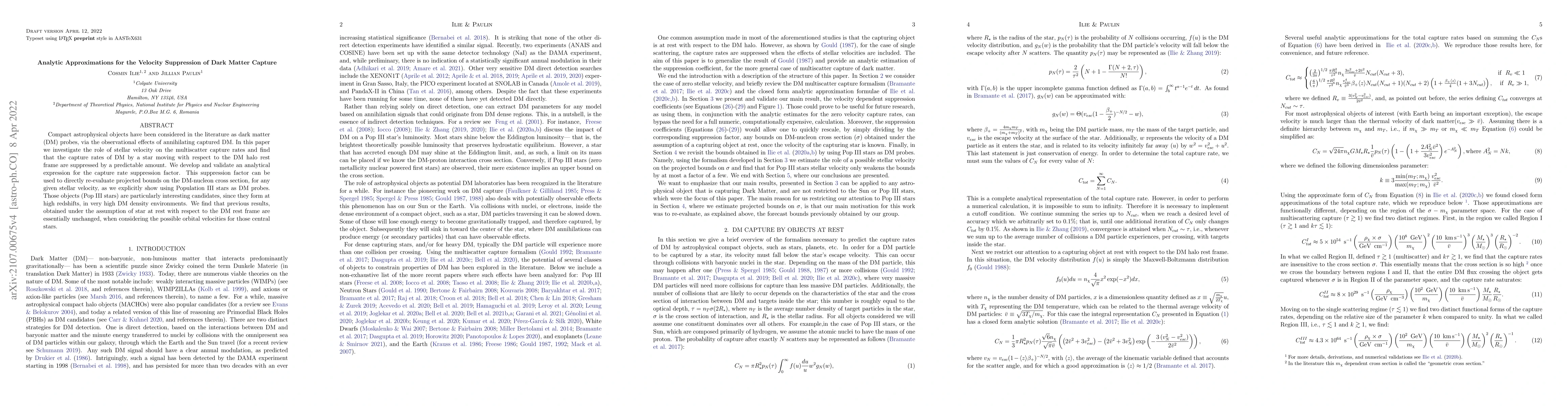 Thumbnail for Analytic Approximations for the Velocity Suppression of Dark Matter
  Capture