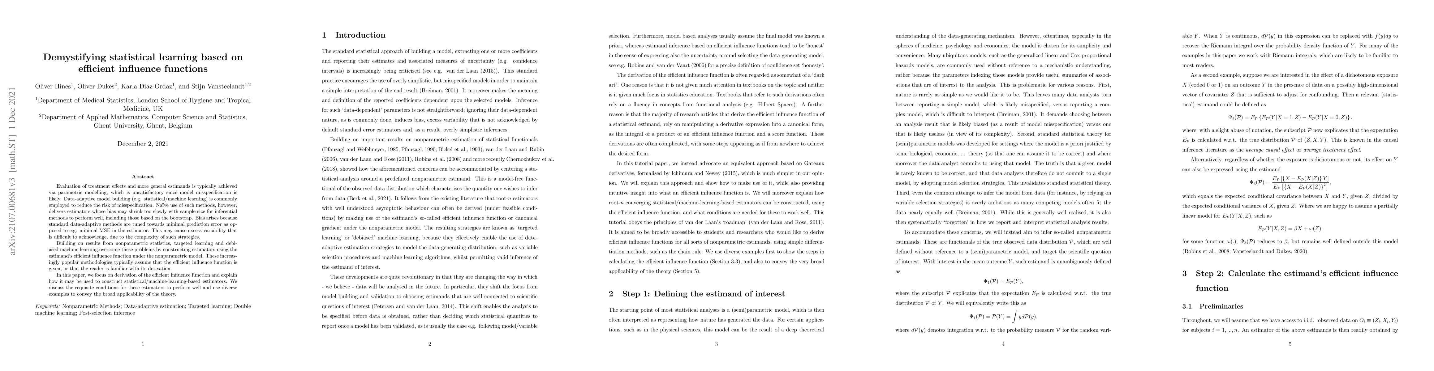 Thumbnail for Demystifying statistical learning based on efficient influence functions