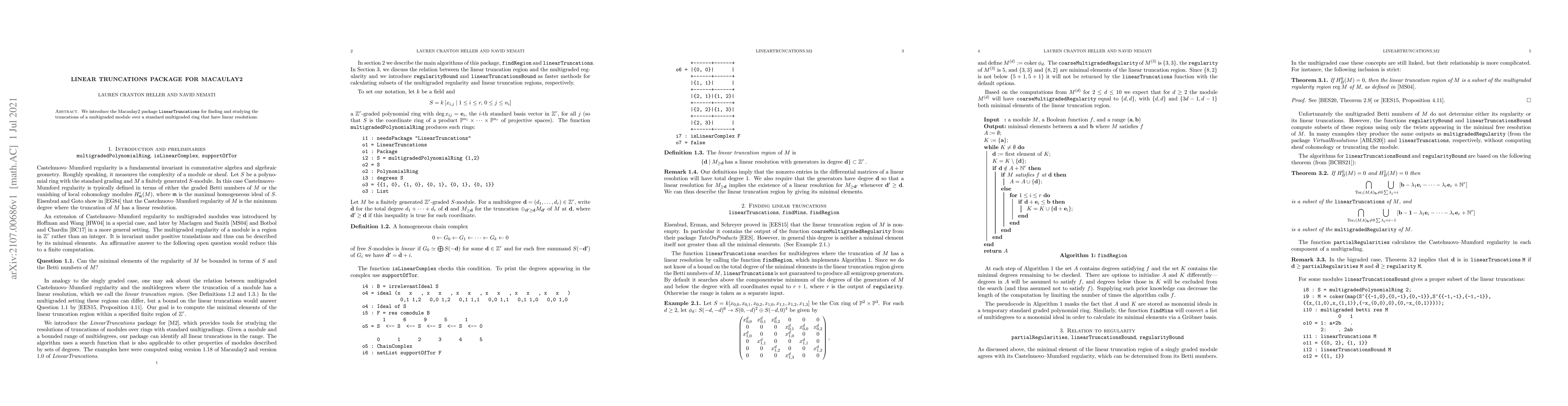 Thumbnail for Linear Truncations Package for Macaulay2