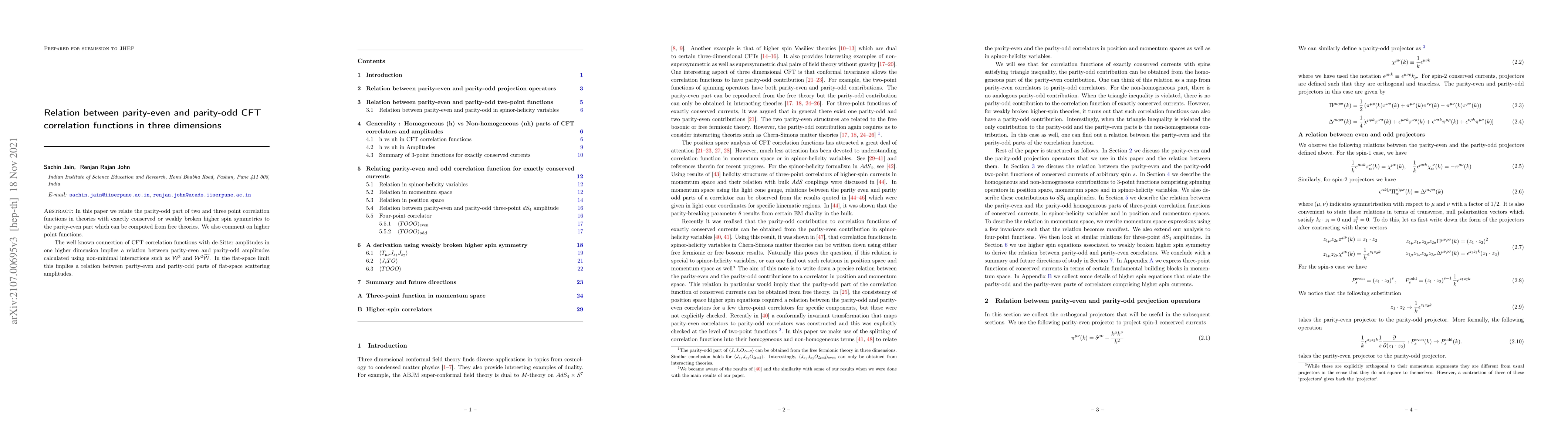 Thumbnail for Relation between parity-even and parity-odd CFT correlation functions in
  three dimensions