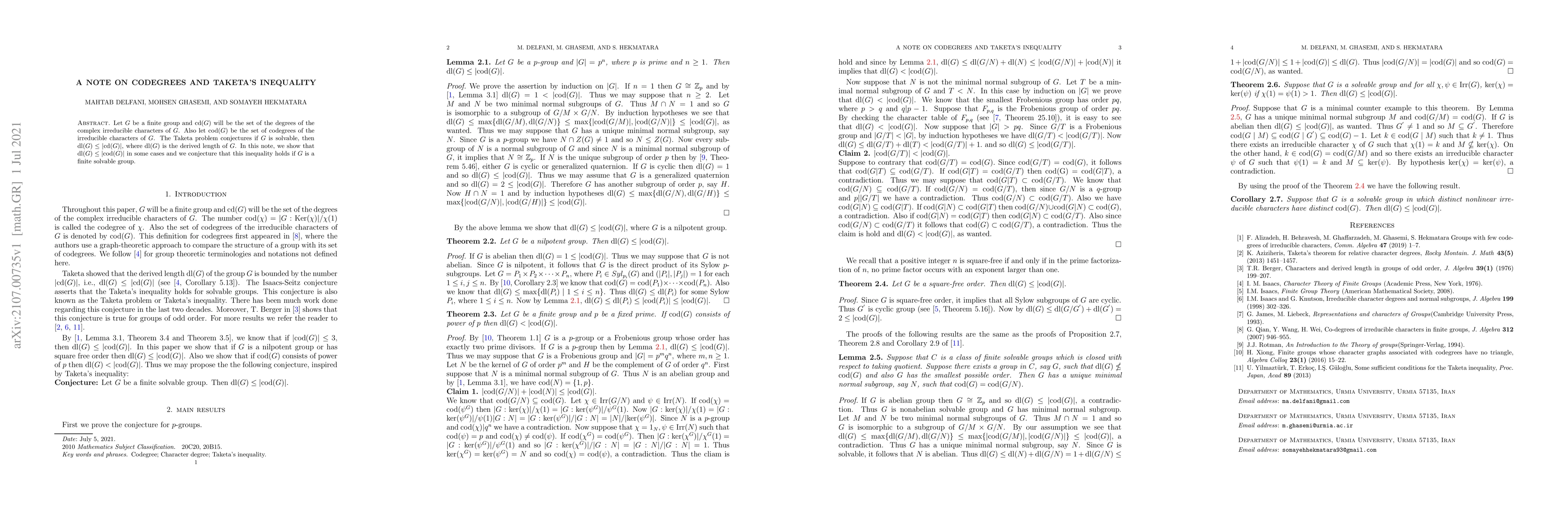 Thumbnail for A note on codegrees and Taketa's inequality
