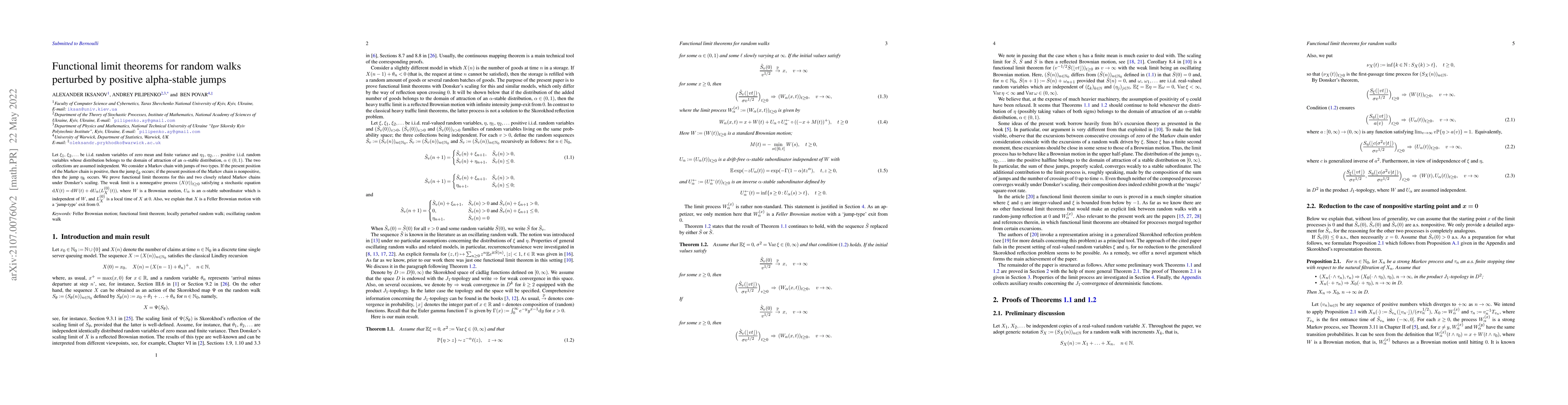 Thumbnail for Functional limit theorems for random walks perturbed by positive
  alpha-stable jumps