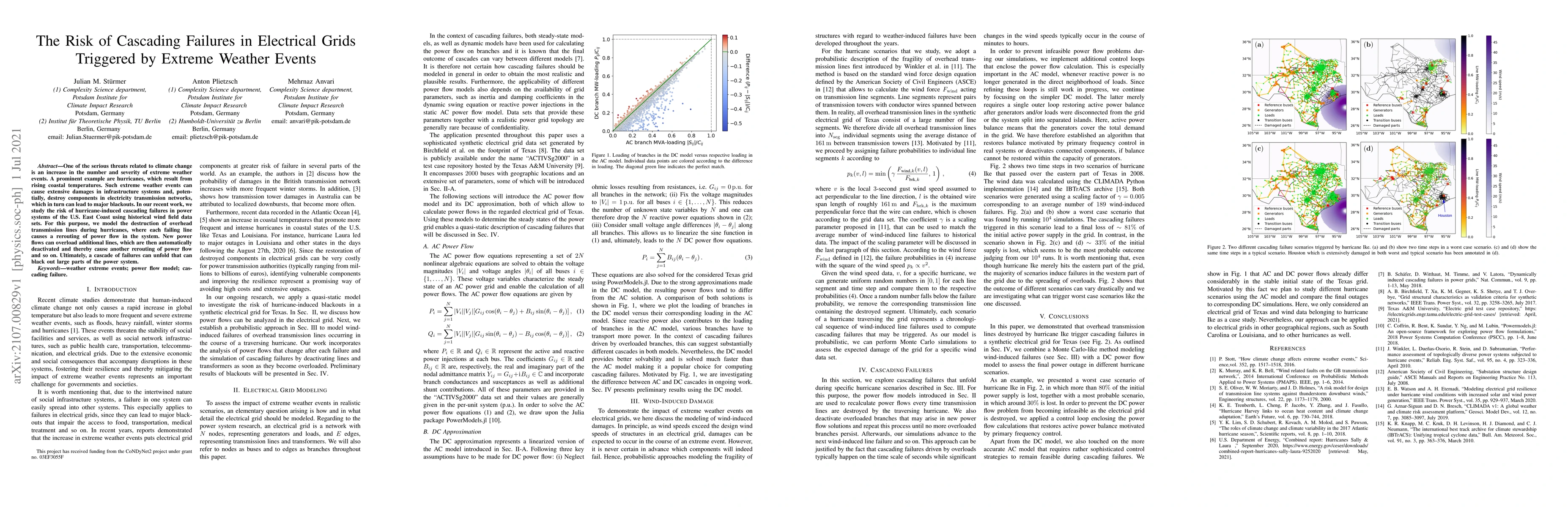 Thumbnail for The Risk of Cascading Failures in Electrical Grids Triggered by Extreme
  Weather Events