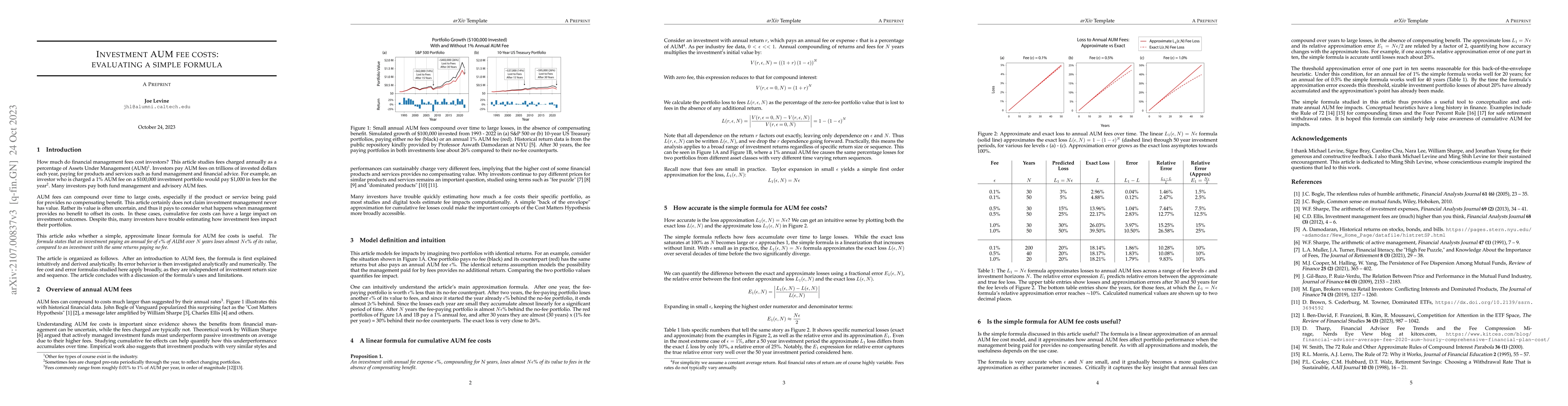 Thumbnail for Investment AUM Fee Costs: Evaluating a Simple Formula