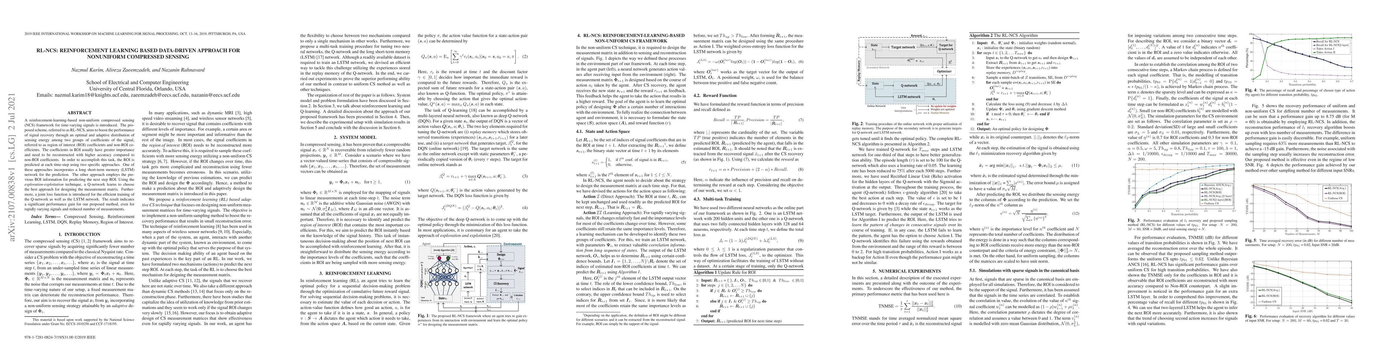 Thumbnail for RL-NCS: Reinforcement learning based data-driven approach for nonuniform
  compressed sensing