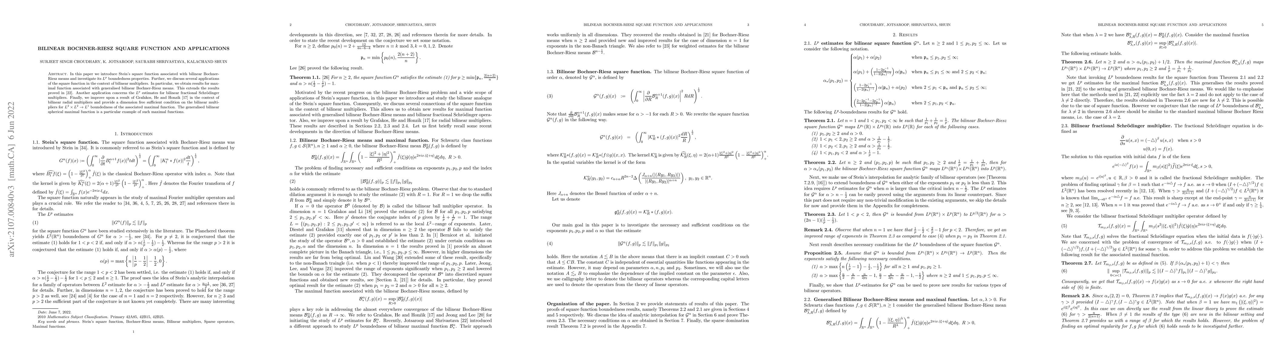 Thumbnail for Bilinear Bochner-Riesz square function and applications
