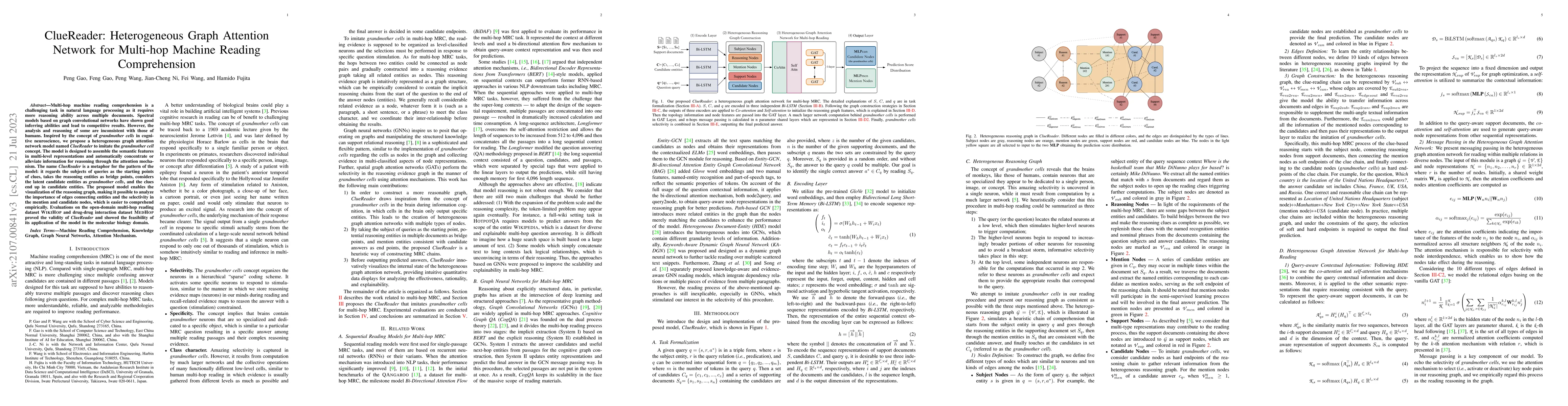 Thumbnail for ClueReader: Heterogeneous Graph Attention Network for Multi-hop Machine
  Reading Comprehension