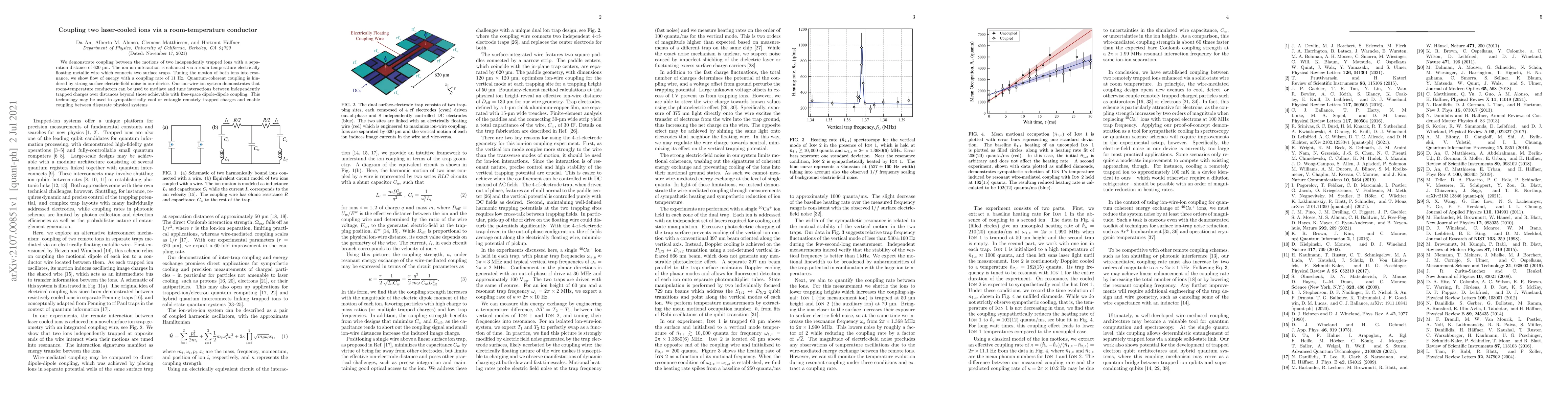 Thumbnail for Coupling two laser-cooled ions via a room-temperature conductor