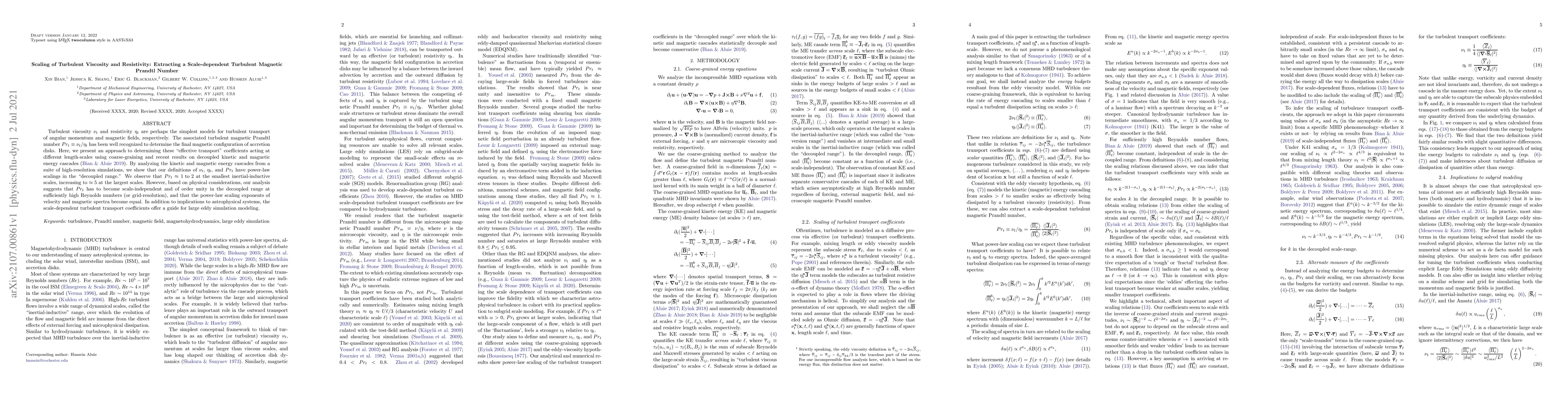 Thumbnail for Scaling of Turbulent Viscosity and Resistivity: Extracting a
  Scale-dependent Turbulent Magnetic Prandtl Number