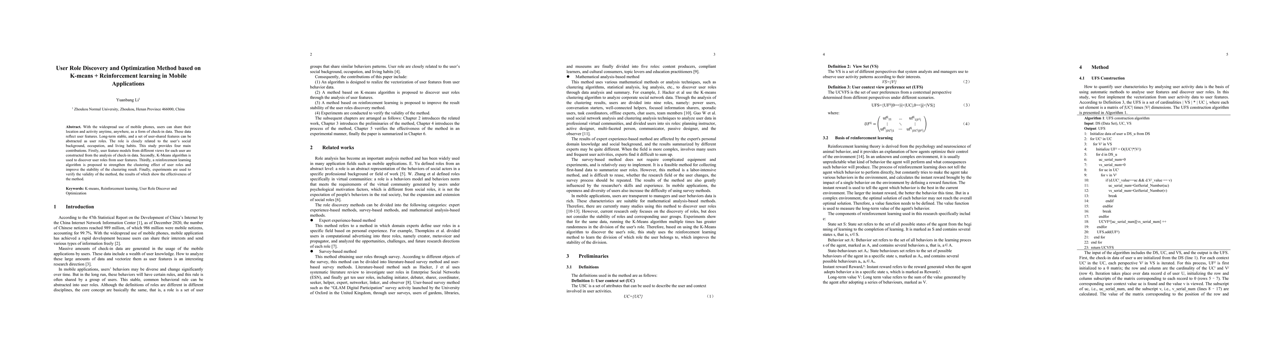 Thumbnail for User Role Discovery and Optimization Method based on K-means +
  Reinforcement learning in Mobile Applications