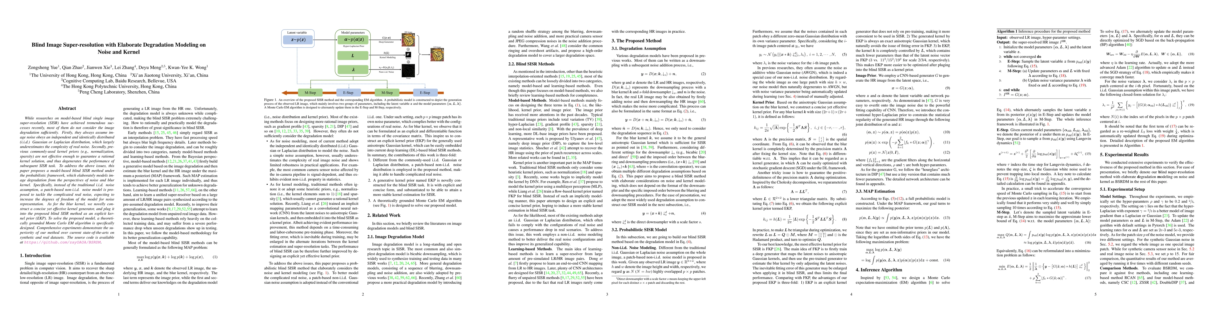 Thumbnail for Blind Image Super-resolution with Elaborate Degradation Modeling on
  Noise and Kernel