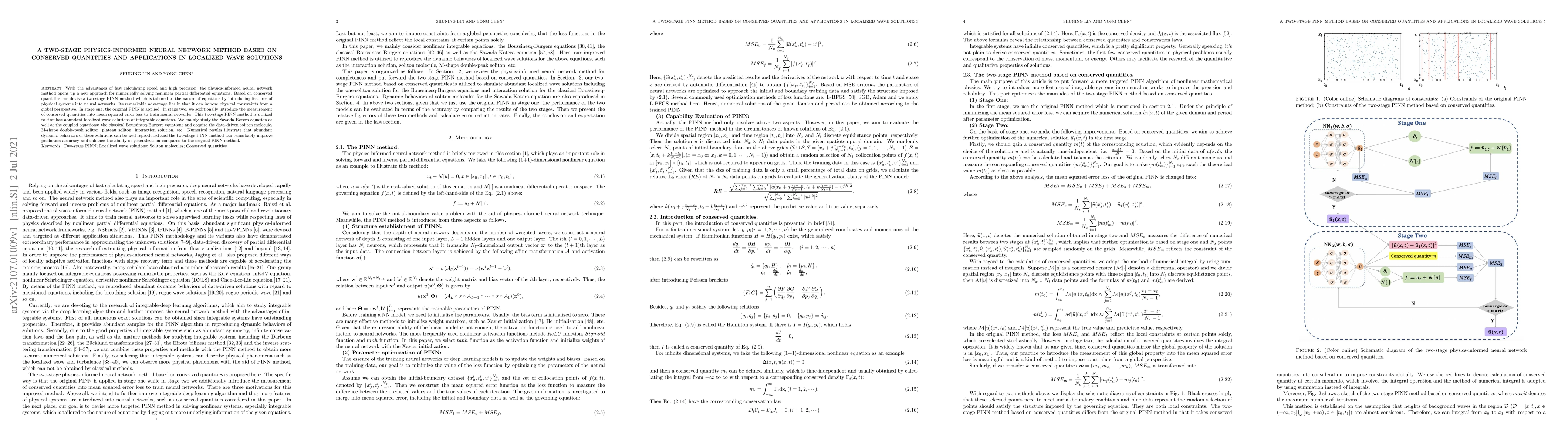 Thumbnail for A two-stage physics-informed neural network method based on conserved
  quantities and applications in localized wave solutions
