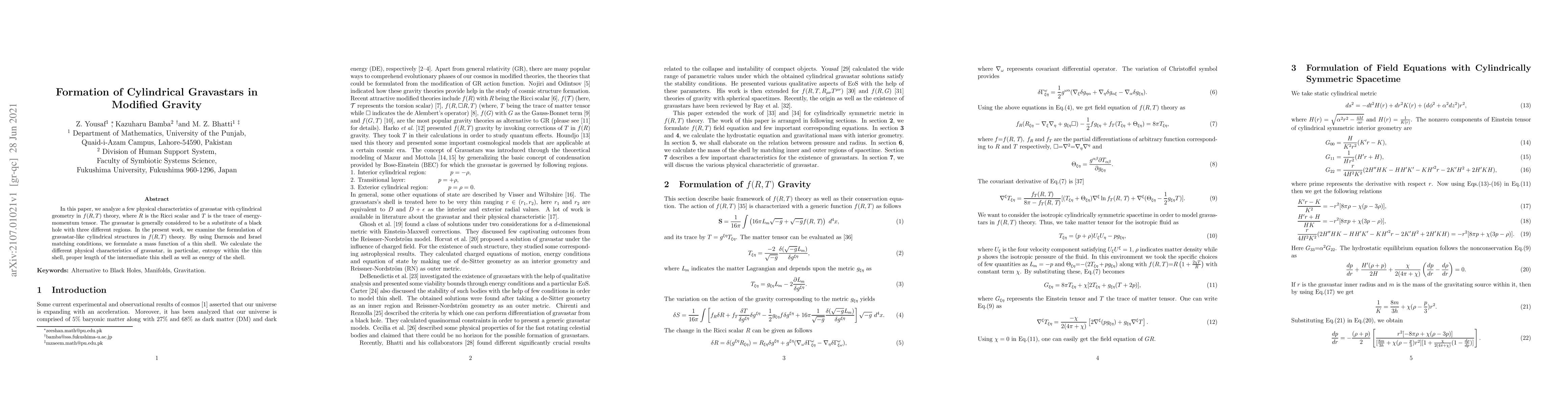Thumbnail for Formation of Cylindrical Gravastars in Modified Gravity
