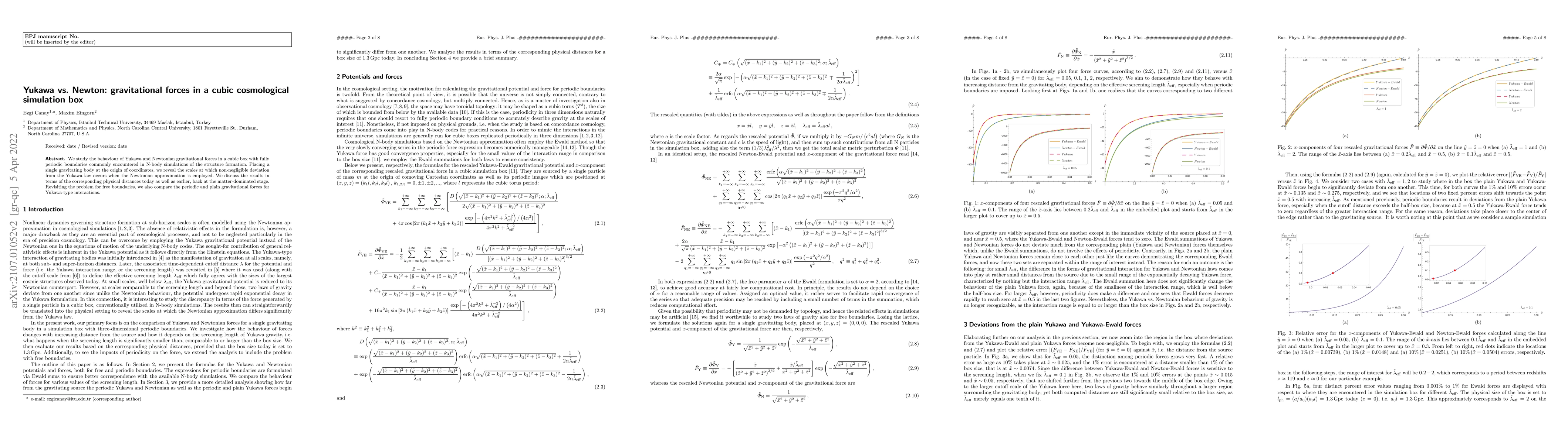 Thumbnail for Yukawa vs. Newton: gravitational forces in a cubic cosmological
  simulation box
