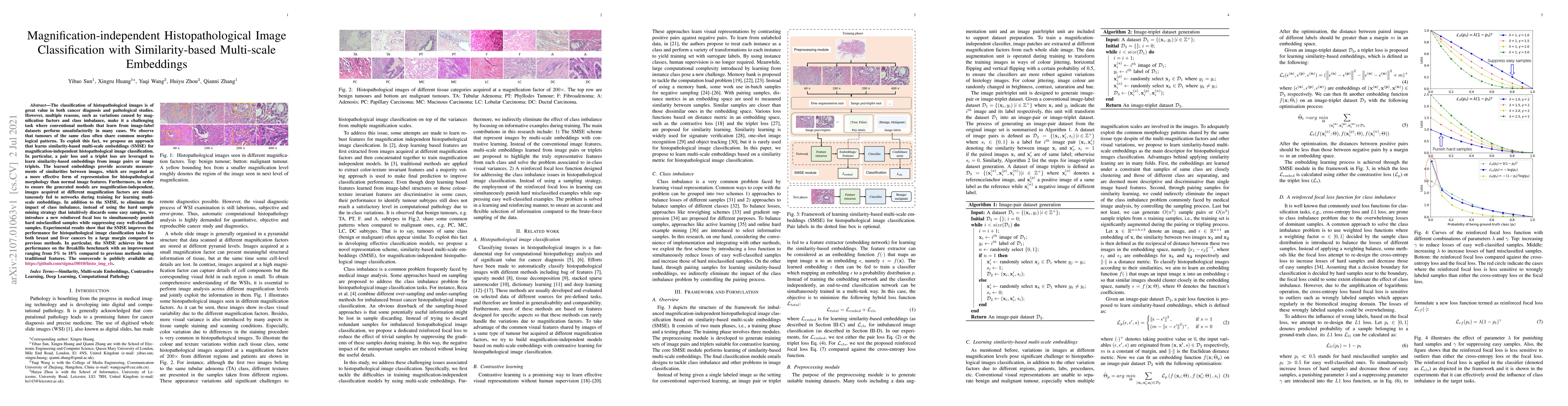 Thumbnail for Magnification-independent Histopathological Image Classification with
  Similarity-based Multi-scale Embeddings