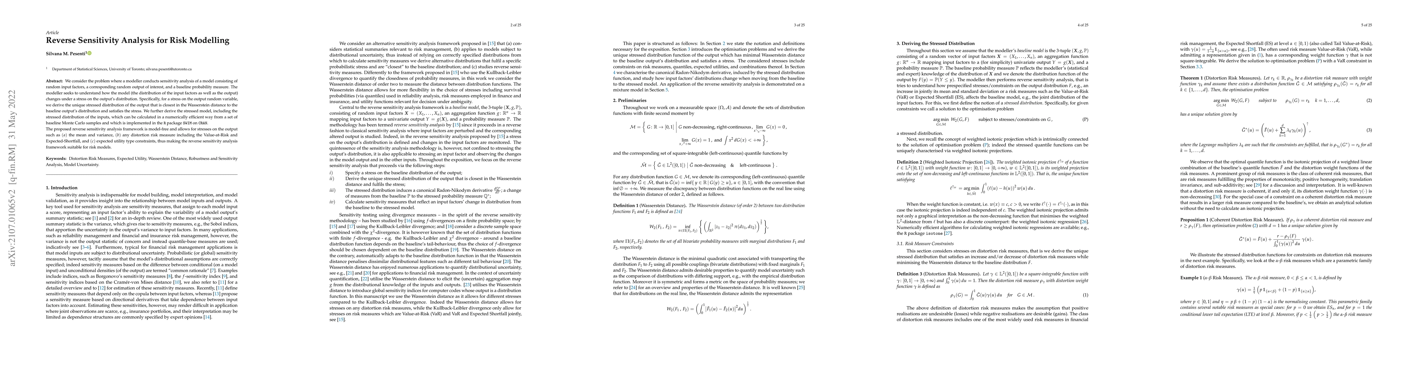 Thumbnail for Reverse Sensitivity Analysis for Risk Modelling