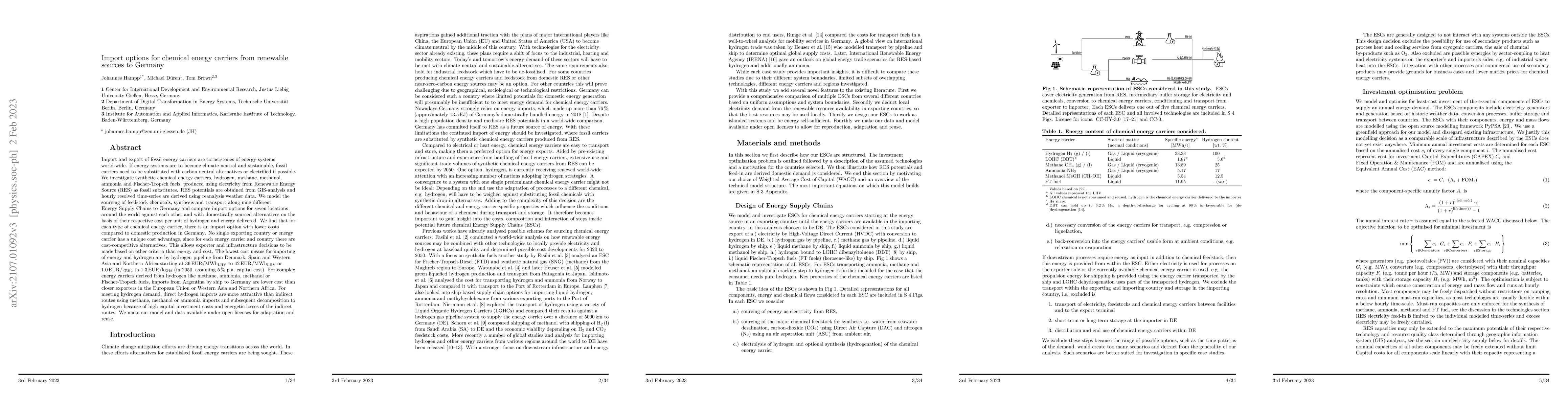 Thumbnail for Import options for chemical energy carriers from renewable sources to
  Germany
